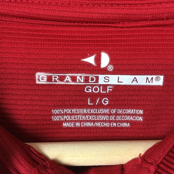 Grand Slam Golf Polo L Mens Red Textured Short Sleeve Solid Collared Performance - Picture 4 of 8